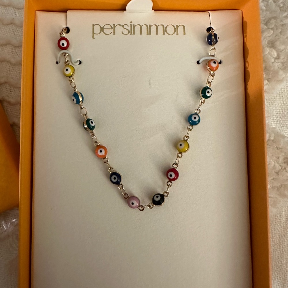 NWT multicolor evil eye choker necklace